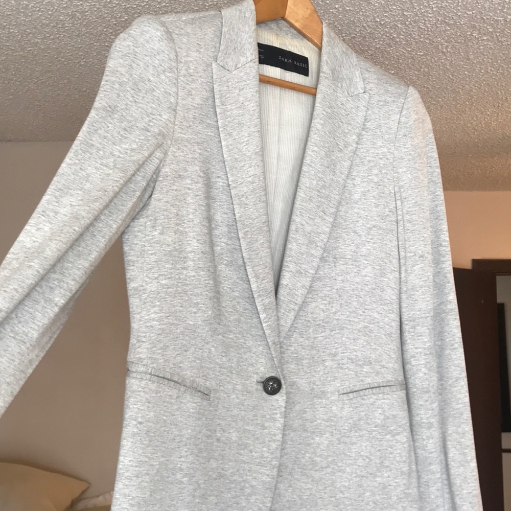 Zara Basic Soft Grey Suit Jacket - image 5